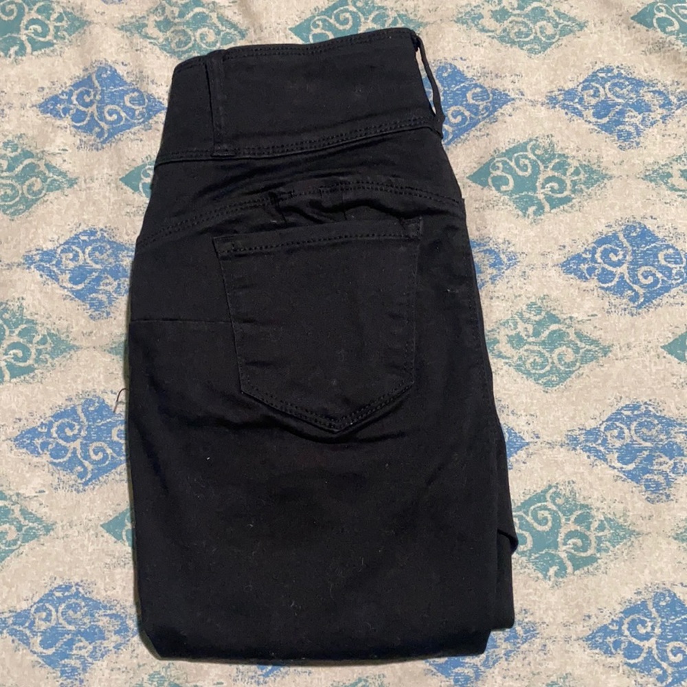 Black High Rise 3 Button Jeans